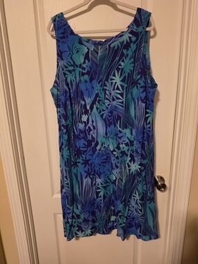 Hilo Hattie Blue & Teal Tropical Midi Dress
